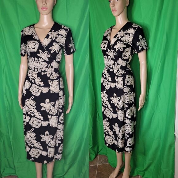 Vintage PASSPORTS OF PIER 1 IMPORTS Wrap Midi Dress - Picture 1 of 10